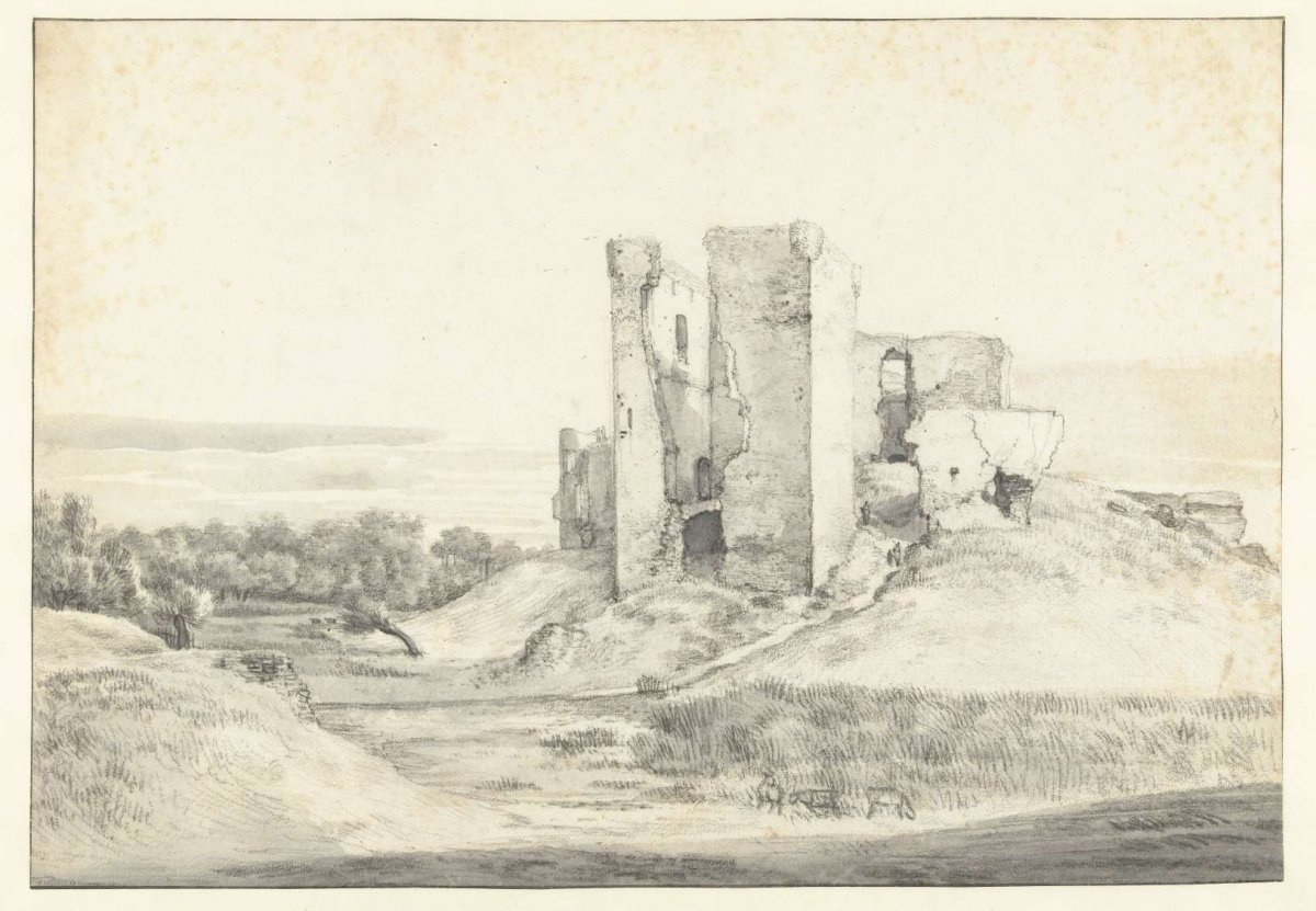 View of Kasteel Oostvoorne, Seen from the West, Roelant Roghman, c. 1646 - c. 1647