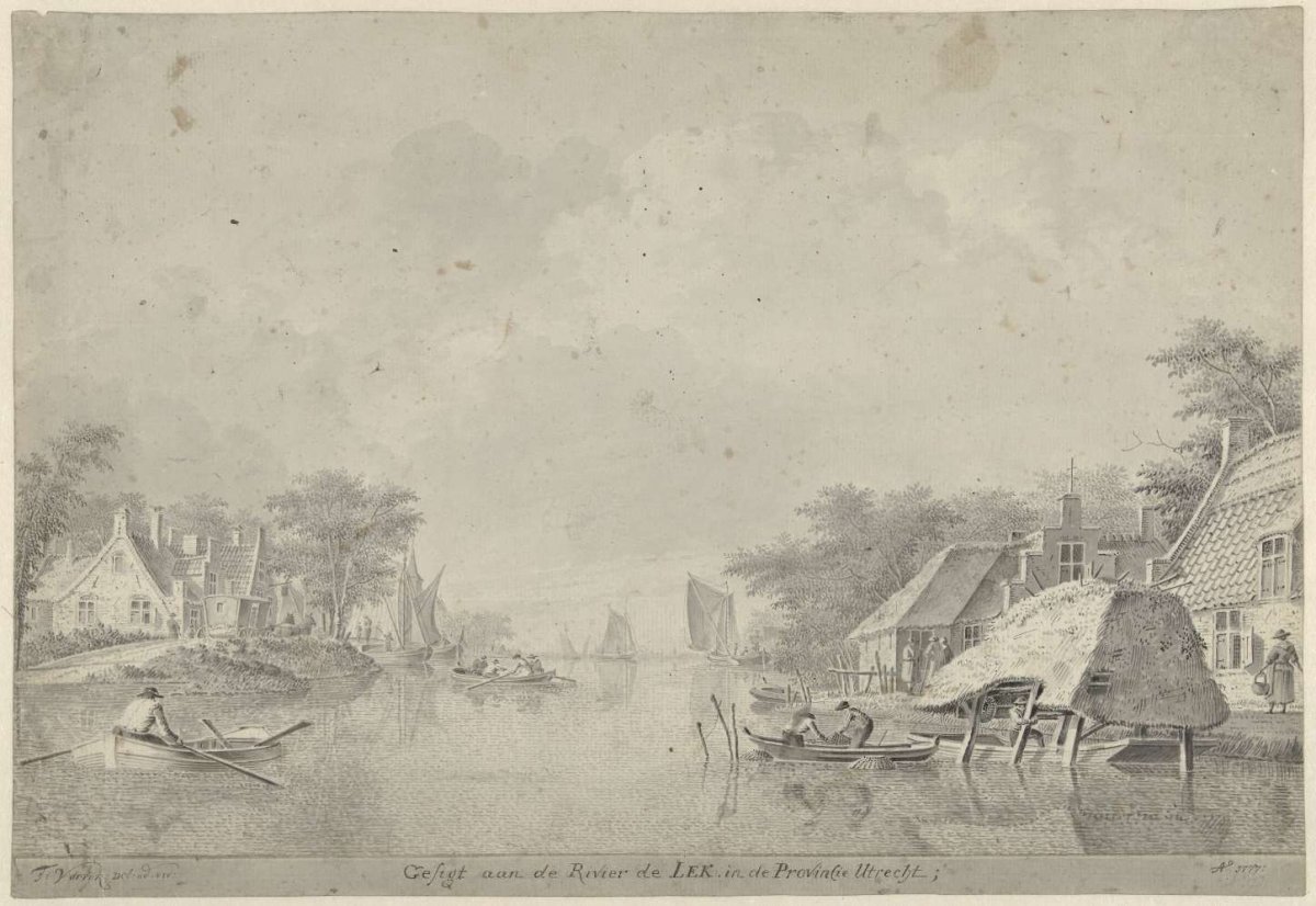 View of the river Lek in Utrecht, Dirk Verrijk, 1777