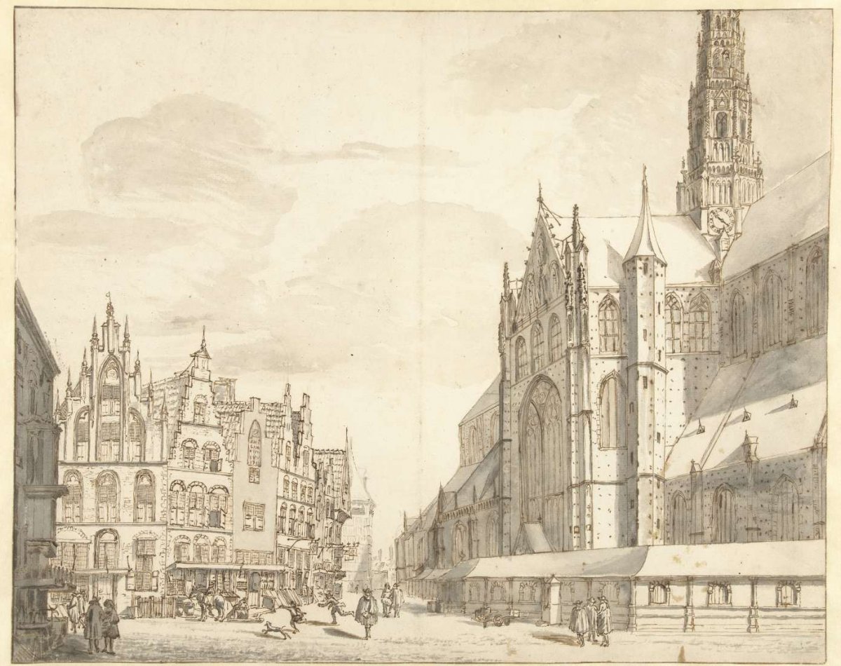 View of the Sint Bavo in Haarlem, Laurens Vincentsz. van der Vinne, 1668 - 1729
