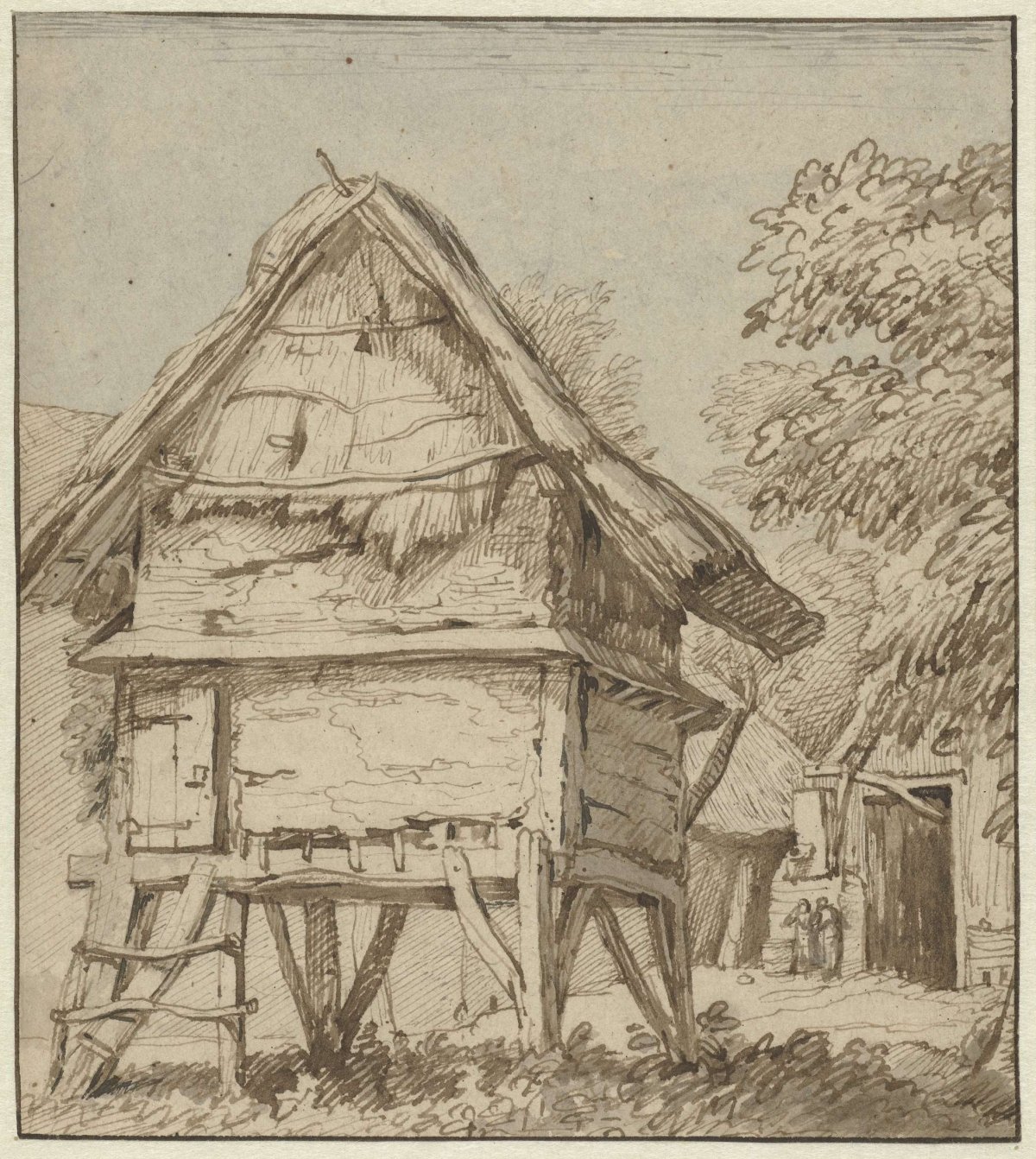 Stock shed on stilts, Anthonie van Borssom, 1640 - 1677