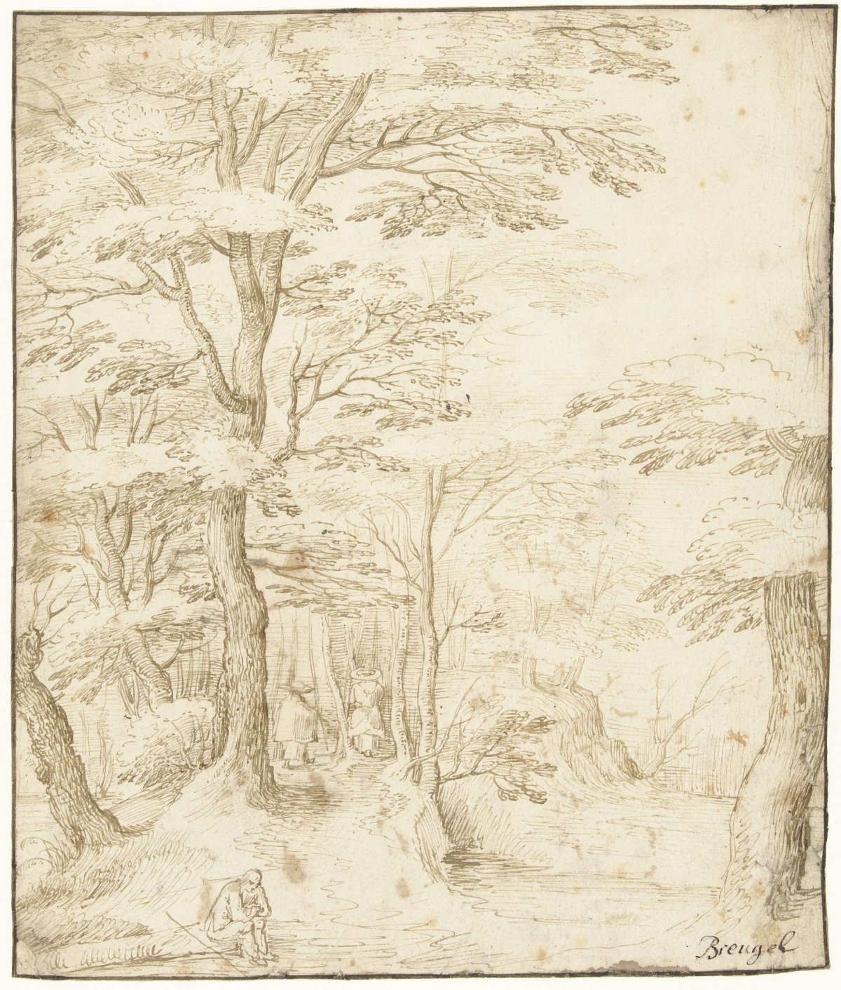 Path through the forest with three figures, anonymous, 1535
