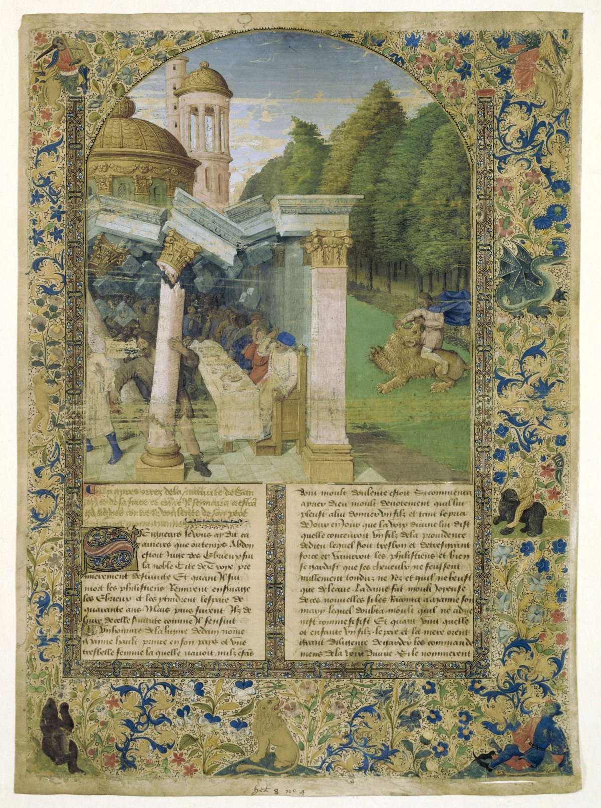 Fragment of a History Bible: two scenes from the life of Samson, anonymous, c. 1470 - c. 1475