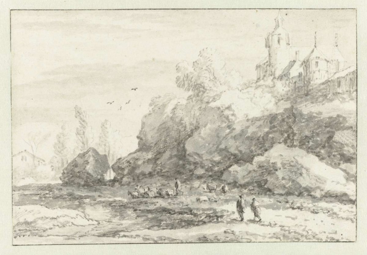 Landscape with a castle on a mountain, Allaert van Everdingen, 1631 - 1675