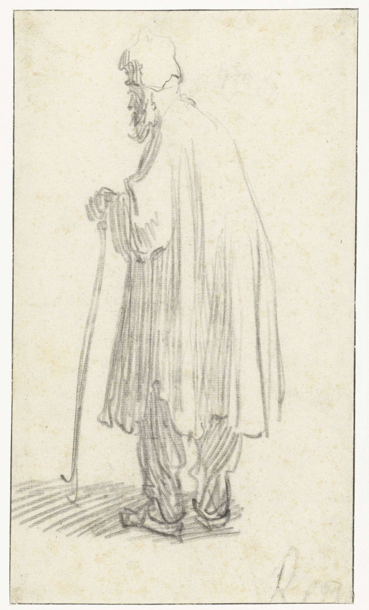 Standing Man with a Stick, Facing Left, Rembrandt van Rijn, c. 1629 - c. 1630