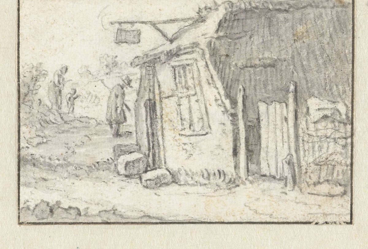 Dilapidated house with signboard, Herman Saftleven, 1619 - 1685