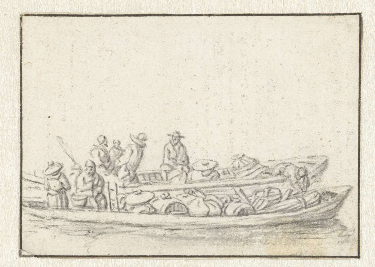 Two loaded barges side by side, Herman Saftleven, 1619 - 1685