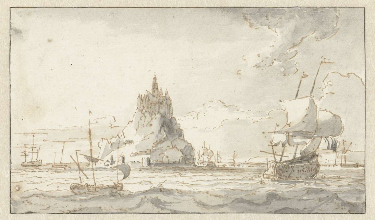 View of Mont-St.Michel, Abraham Storck, 1645 - 1710