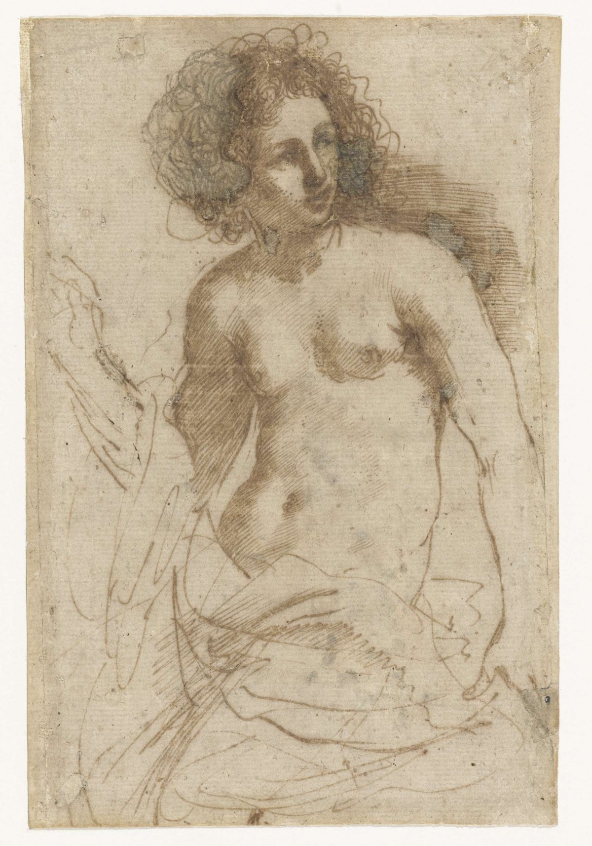 Half-naked standing woman, Guercino, 1601 - 1666