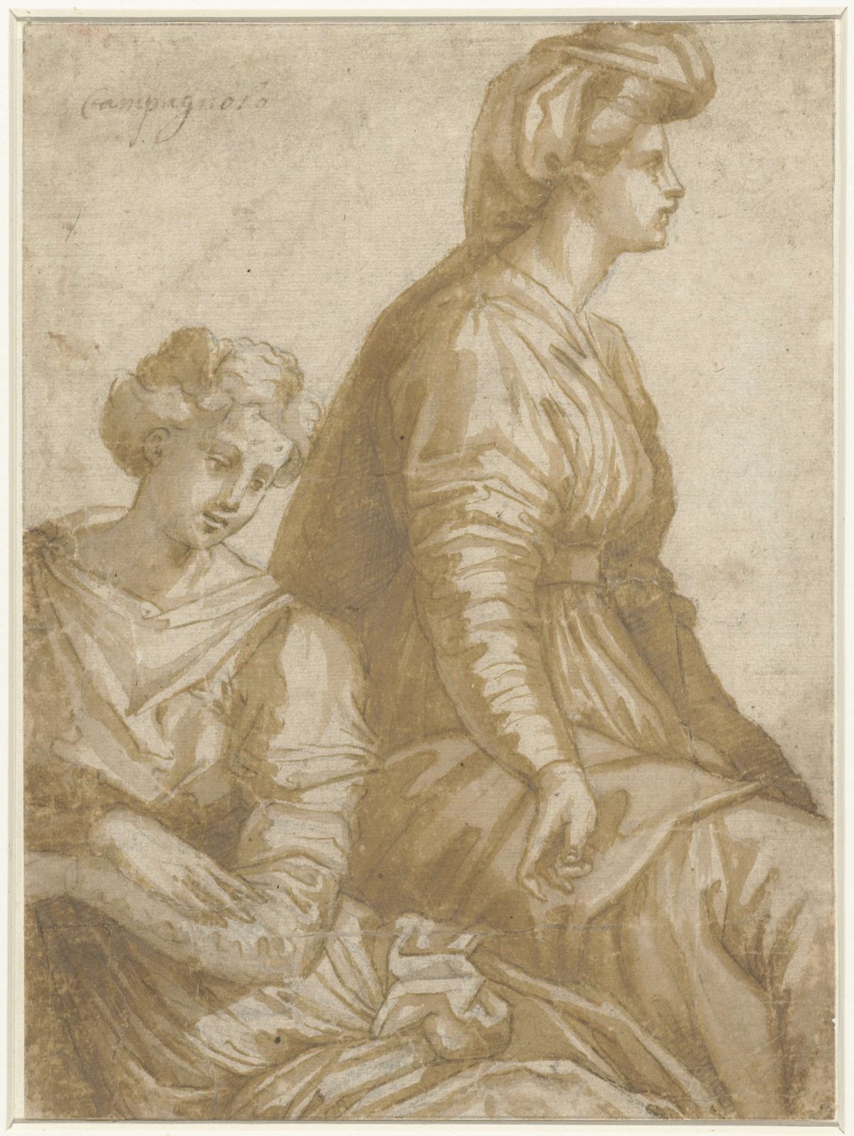 Two seated women, anonymous, c. 1530