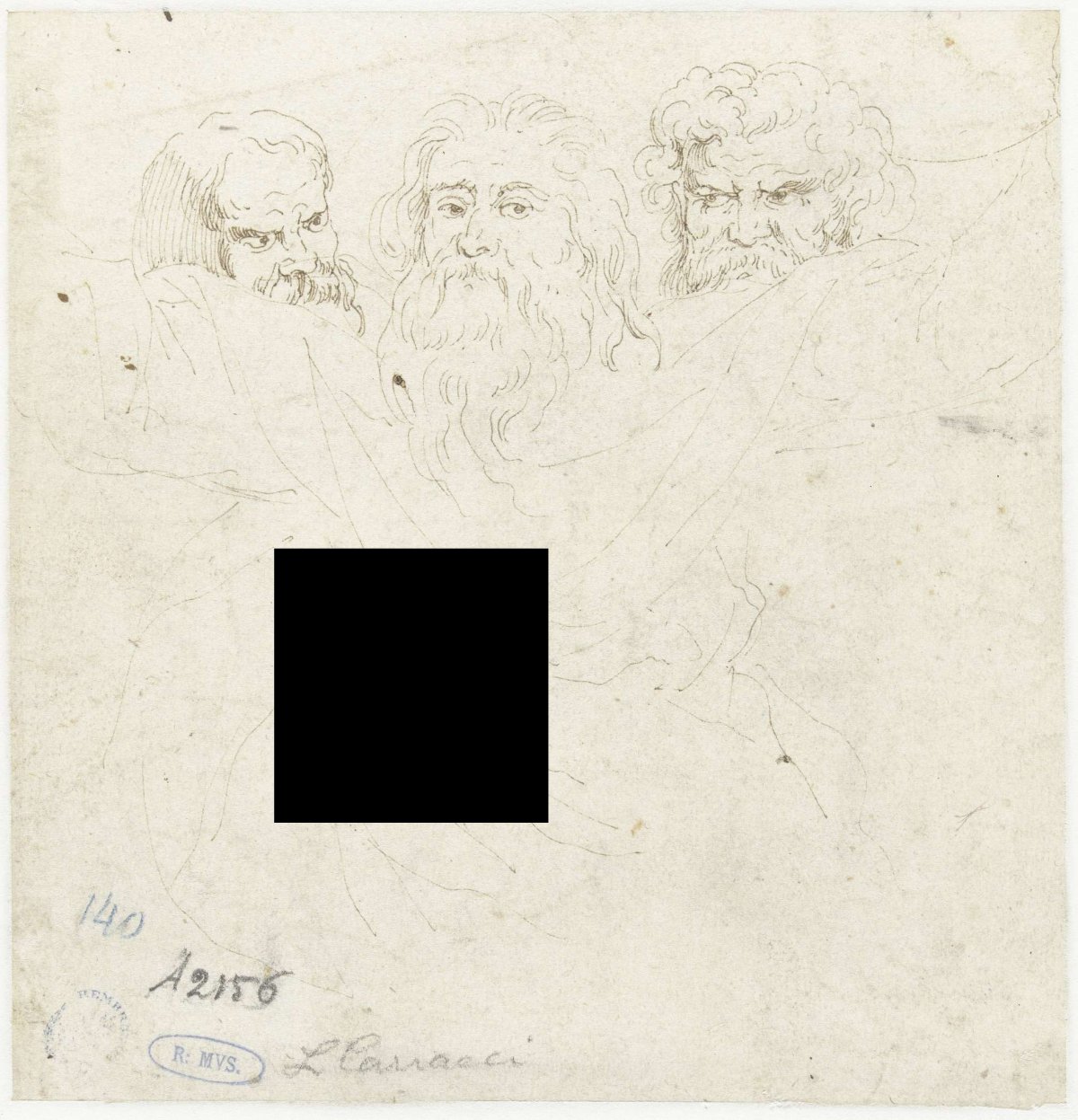 Heads of three elderly men with beards, Anthony van Dyck, 1610 - 1641