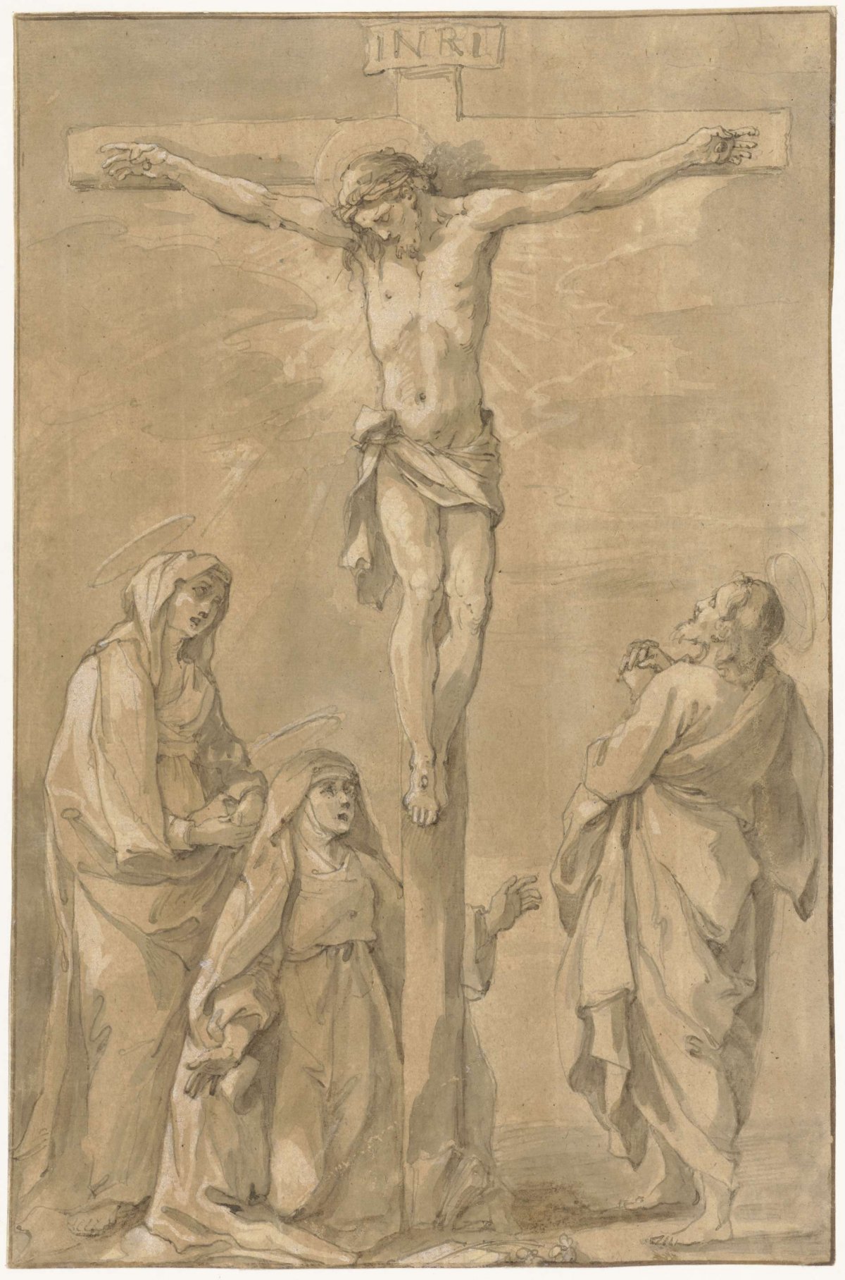 Christ on the cross, with Mary, Catherine of Siena and John, Francesco Vanni, 1590 - 1610