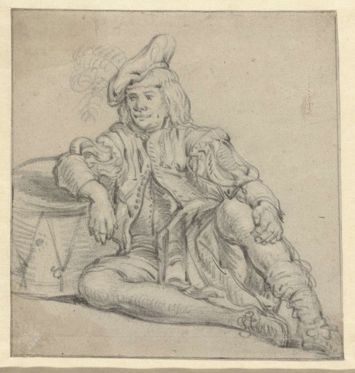 A seated drummer, anonymous, 1600 - 1699