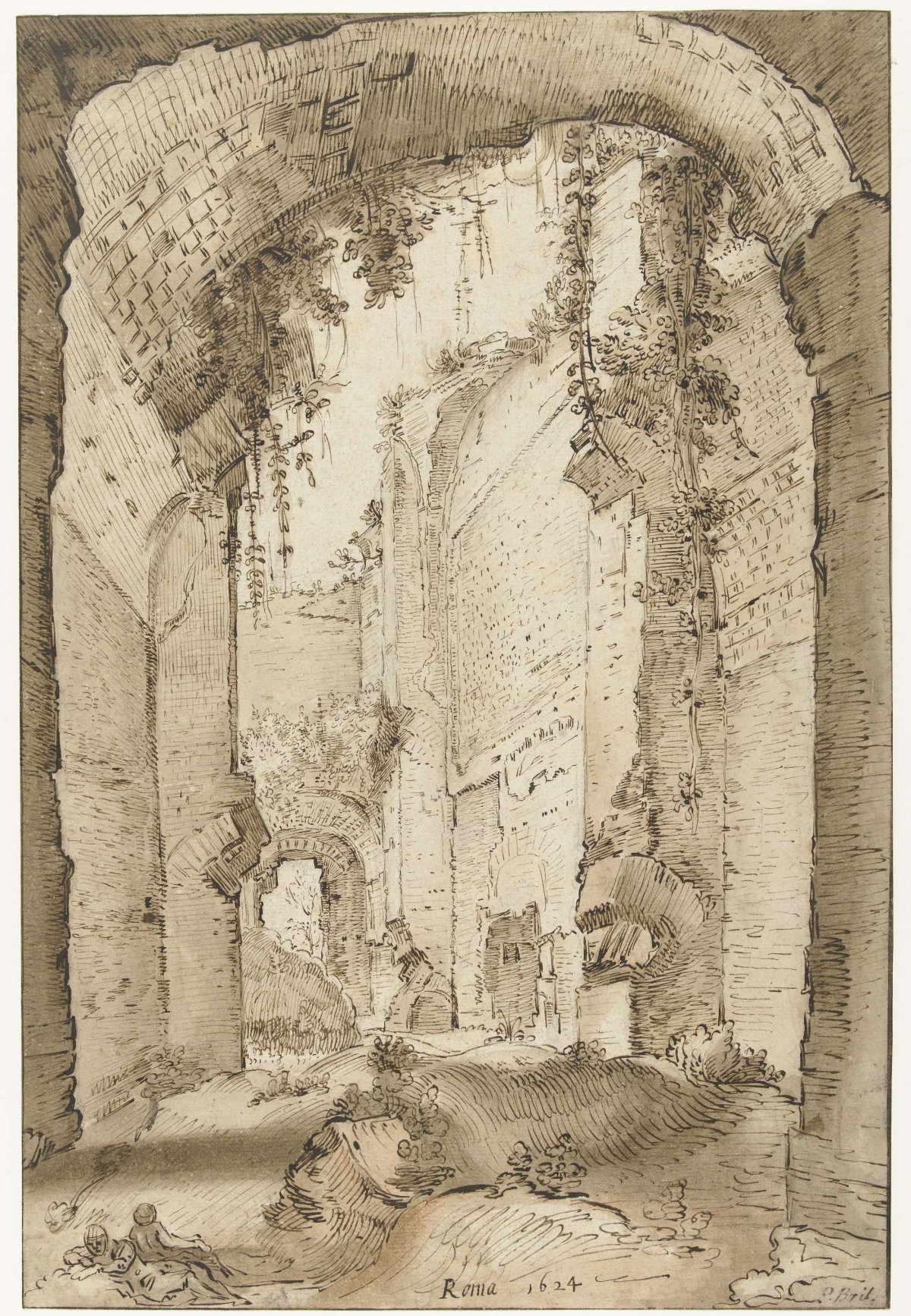 Ruins of the palace of Septimus Severus on the Palatine, Paul Bril, 1624