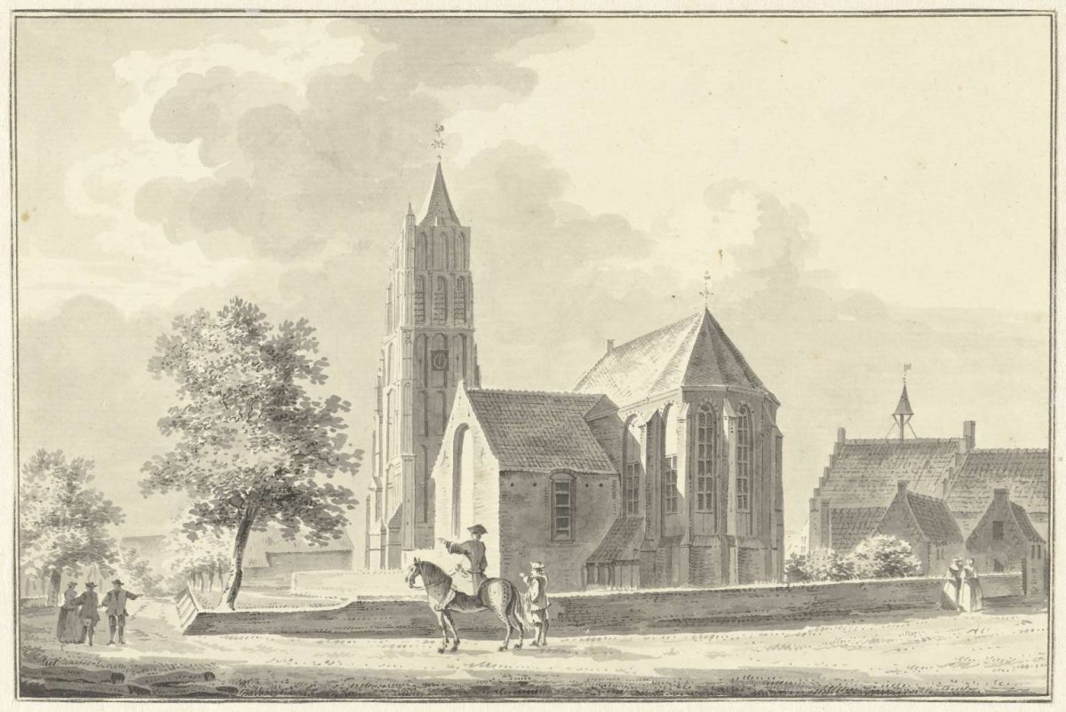 Church and town hall at Heukelom, Pieter Jan van Liender, 1756