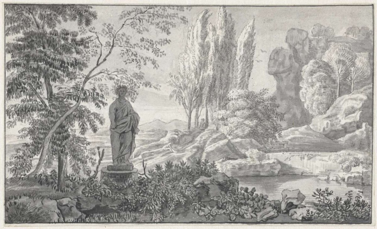 Arcadian landscape, anonymous, c. 1700 - c. 1800