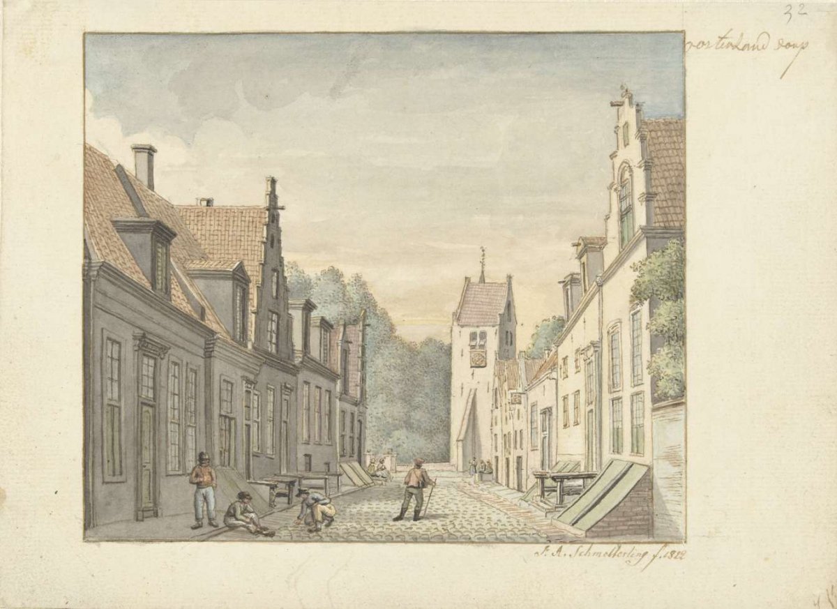 Street in the village of Oosterland on Duiveland, Joseph Adolf Schmetterling, 1822