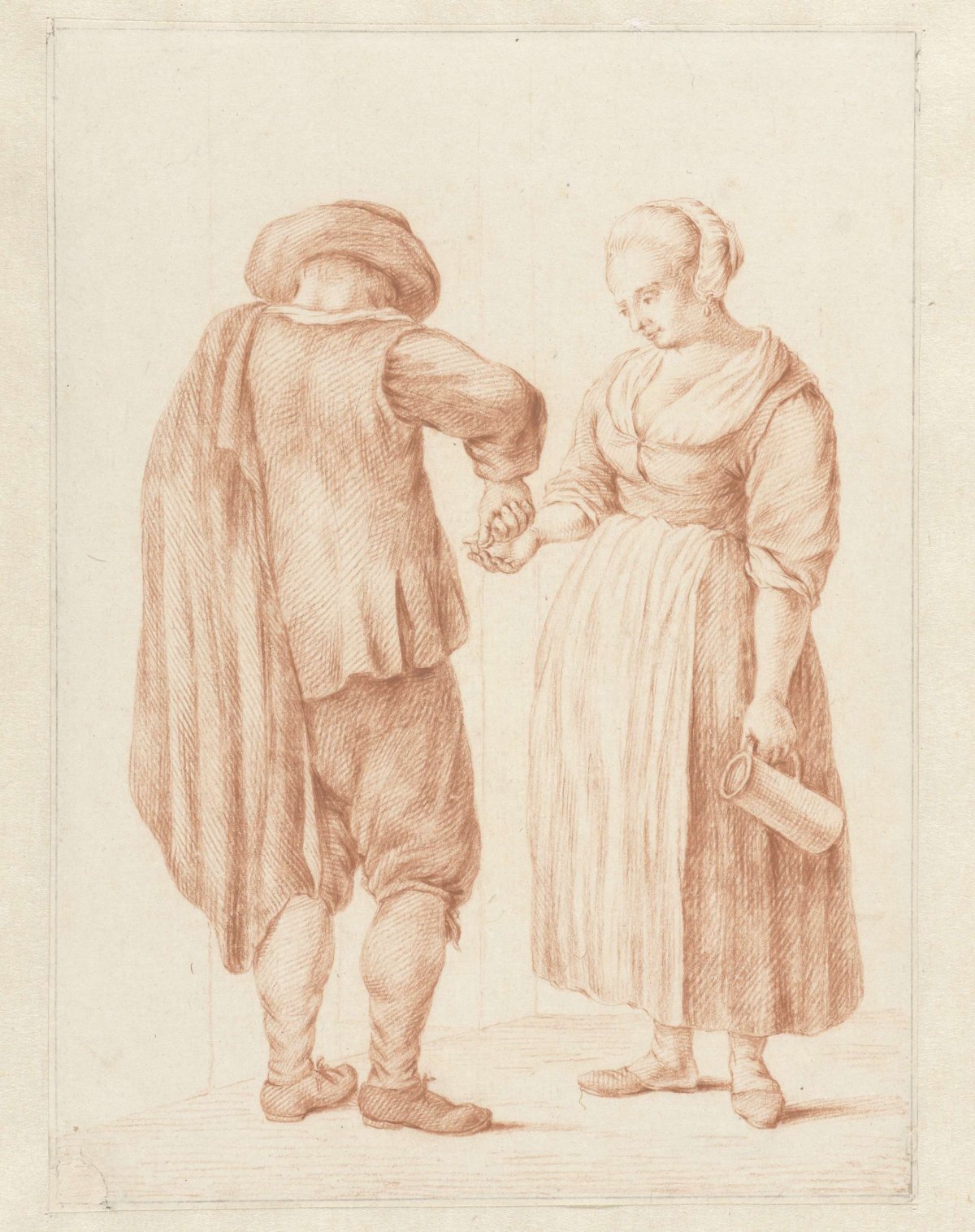 A man pays a woman, Abraham Delfos, 1741 - 1820