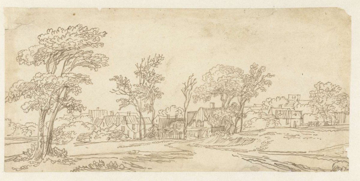 Dorp tussen bomen, Anthonie van Borssom, 1640 - 1677