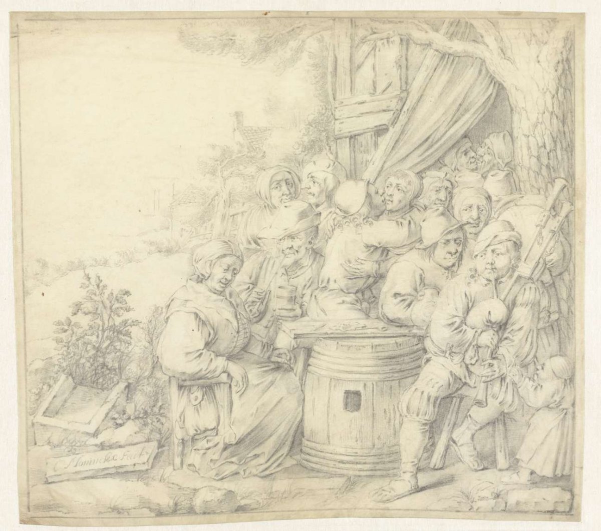 Farmer's outdoor drinking party, Cornelis Moninckx, c. 1633 - c. 1666