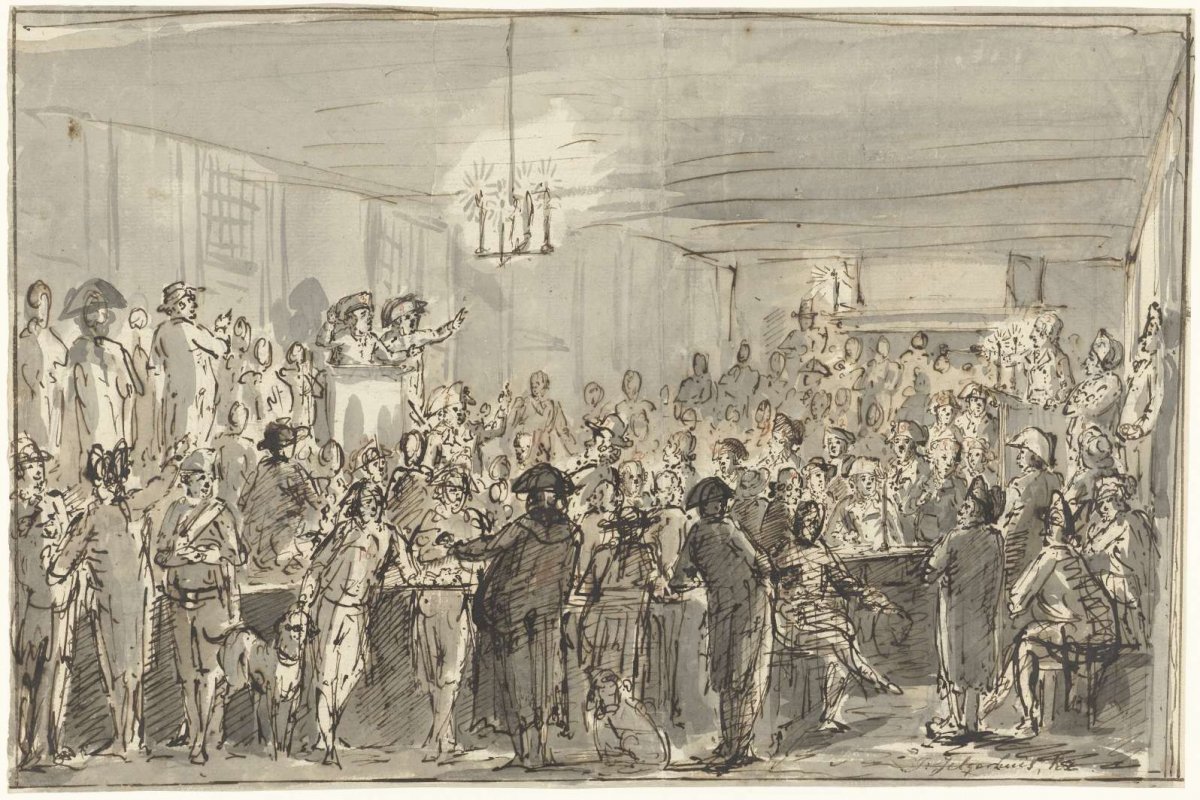 A revolutionary assembly at Delft in 1795, Johannes Jelgerhuis, 1795