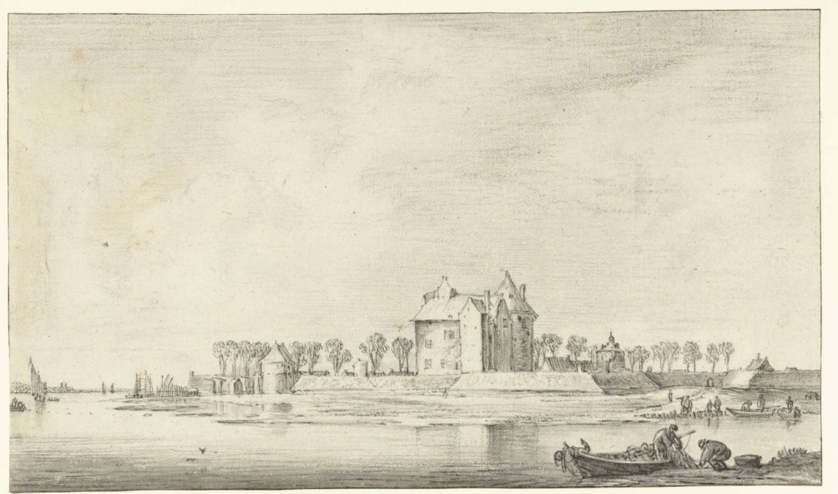 View of Loevestein Castle, Aelbert Cuyp, 1630 - 1691