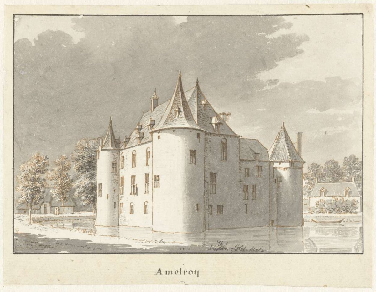 The castle Amelroy of Ammerzoden, Gelderland, Cornelis Pronk, 1701 - 1759