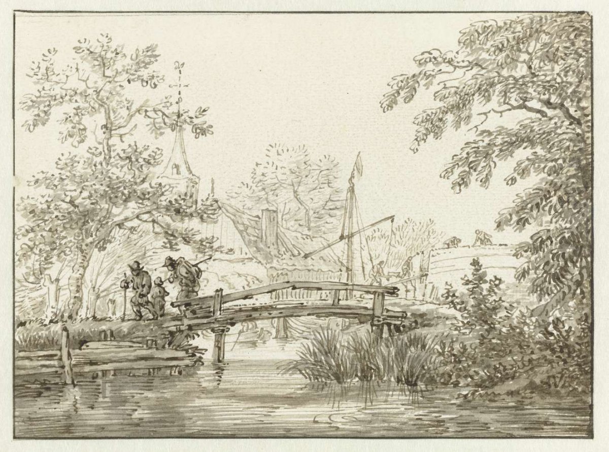 Landscape with a wooden bridge, Allaert van Everdingen, 1631 - 1675