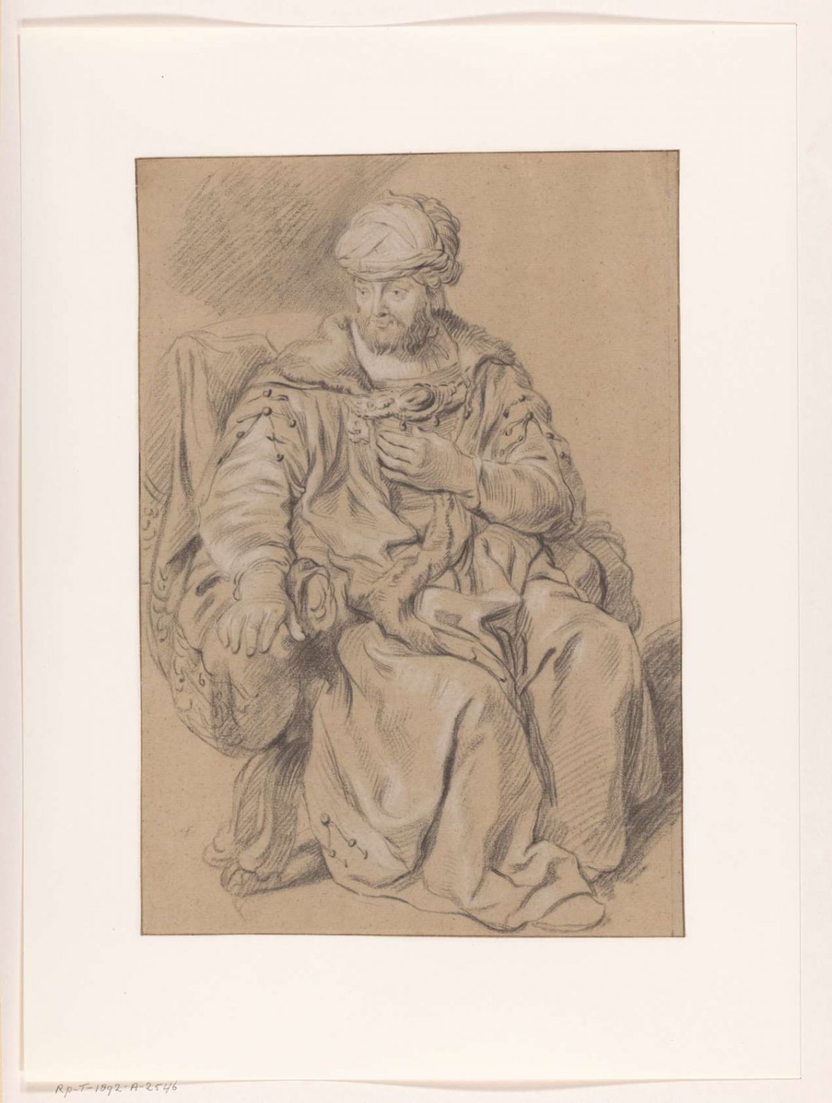 Seated Oriental man, anonymous, c. 1631 - c. 1674