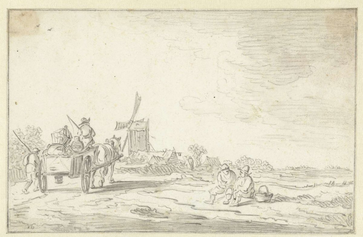 Landscape with farm cart, anonymous, 1606 - 1700