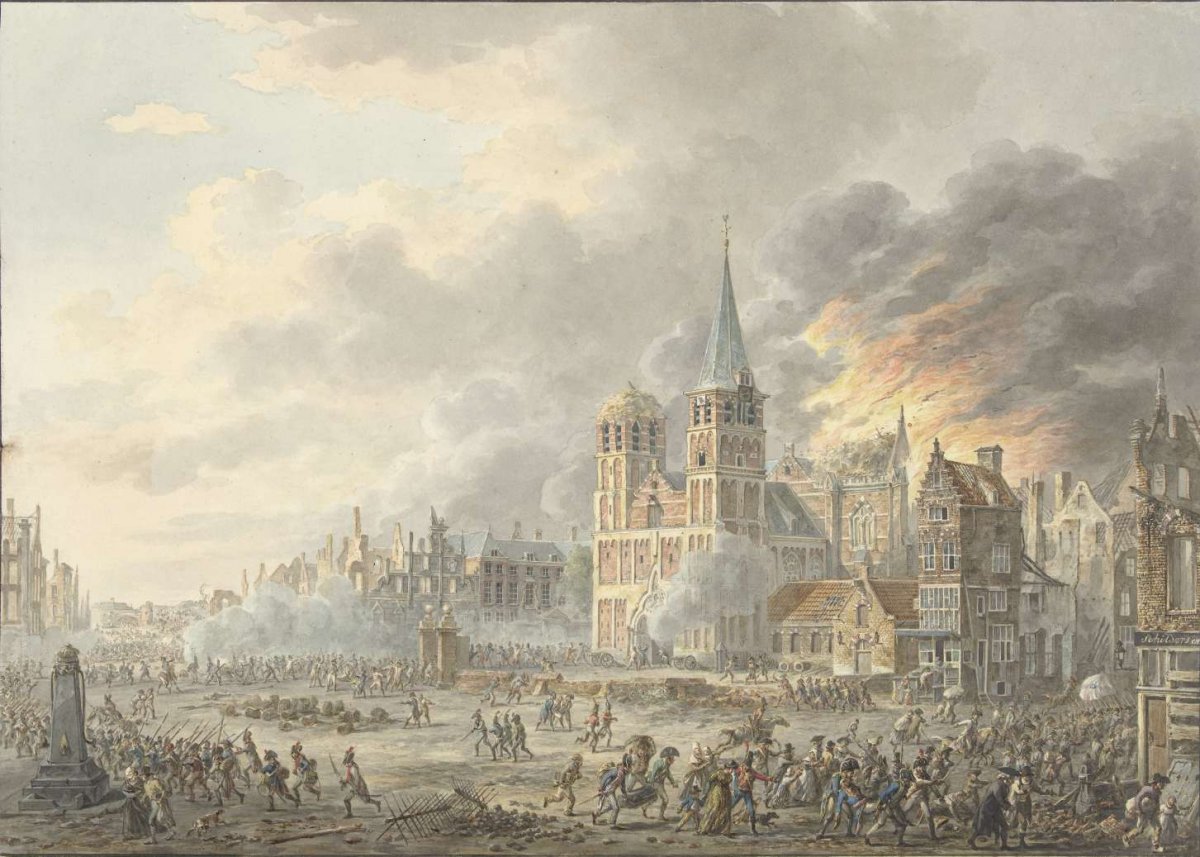 The capture of a city by French troops, Dirk Langendijk, 1801