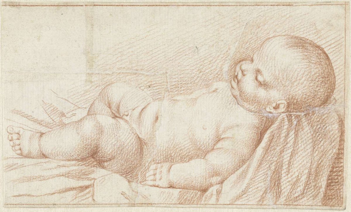 Reclining child, Bernard Picart, 1683 - 1733