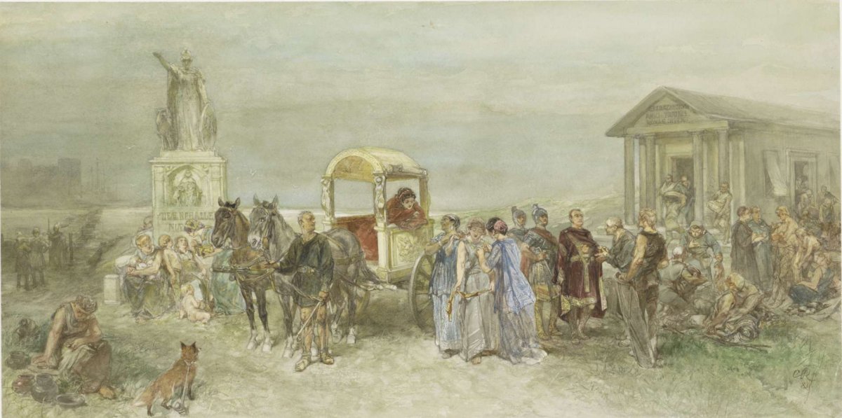 Marketplace with Romans and Batavians, Charles Rochussen, 1889