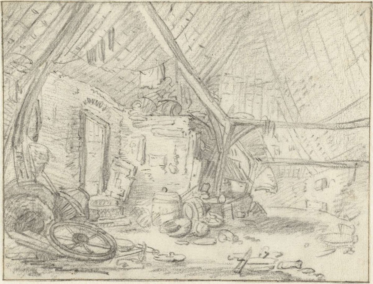 Interior of a farm barn, Isaac van Ostade, 1631 - 1649