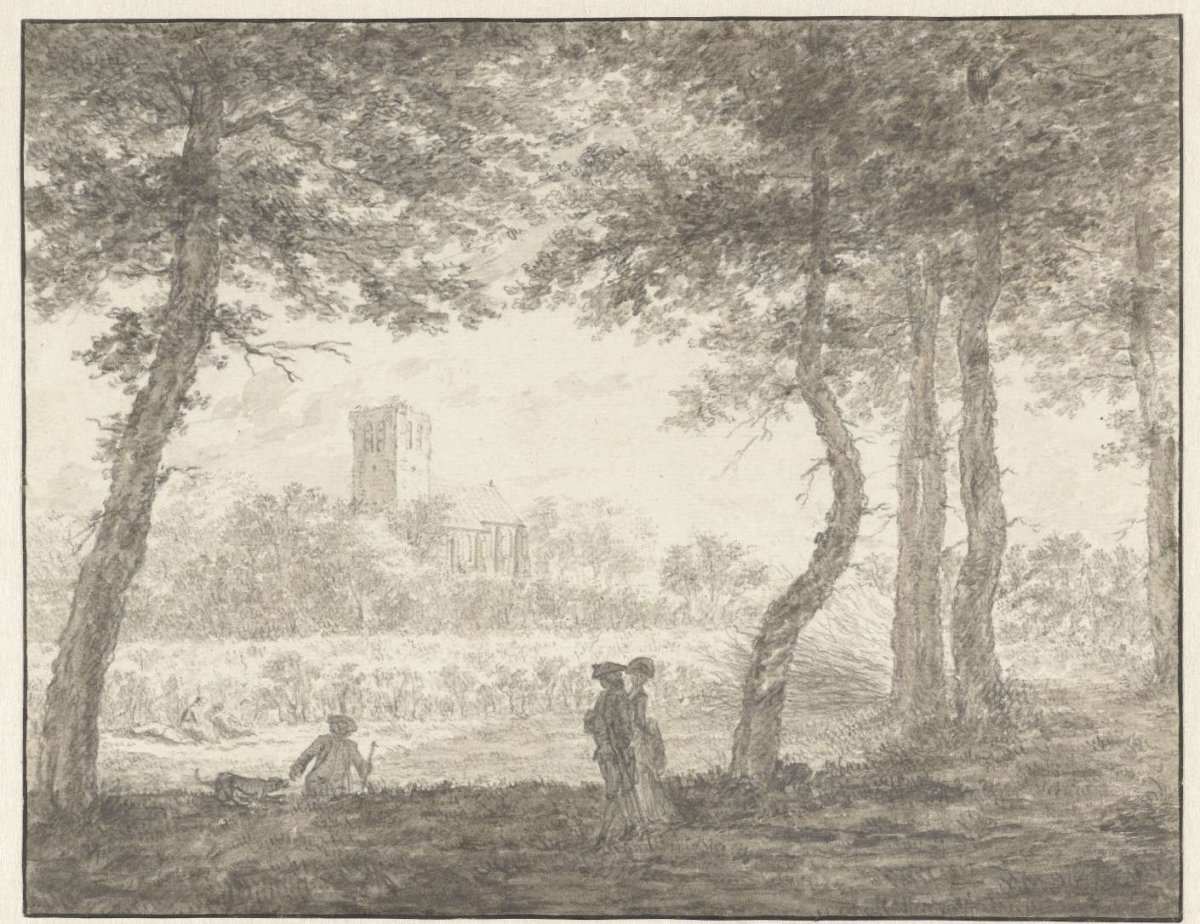 Muiderberg, seen from the Hooge Weg, Jacob Cats (1741-1799), 1762