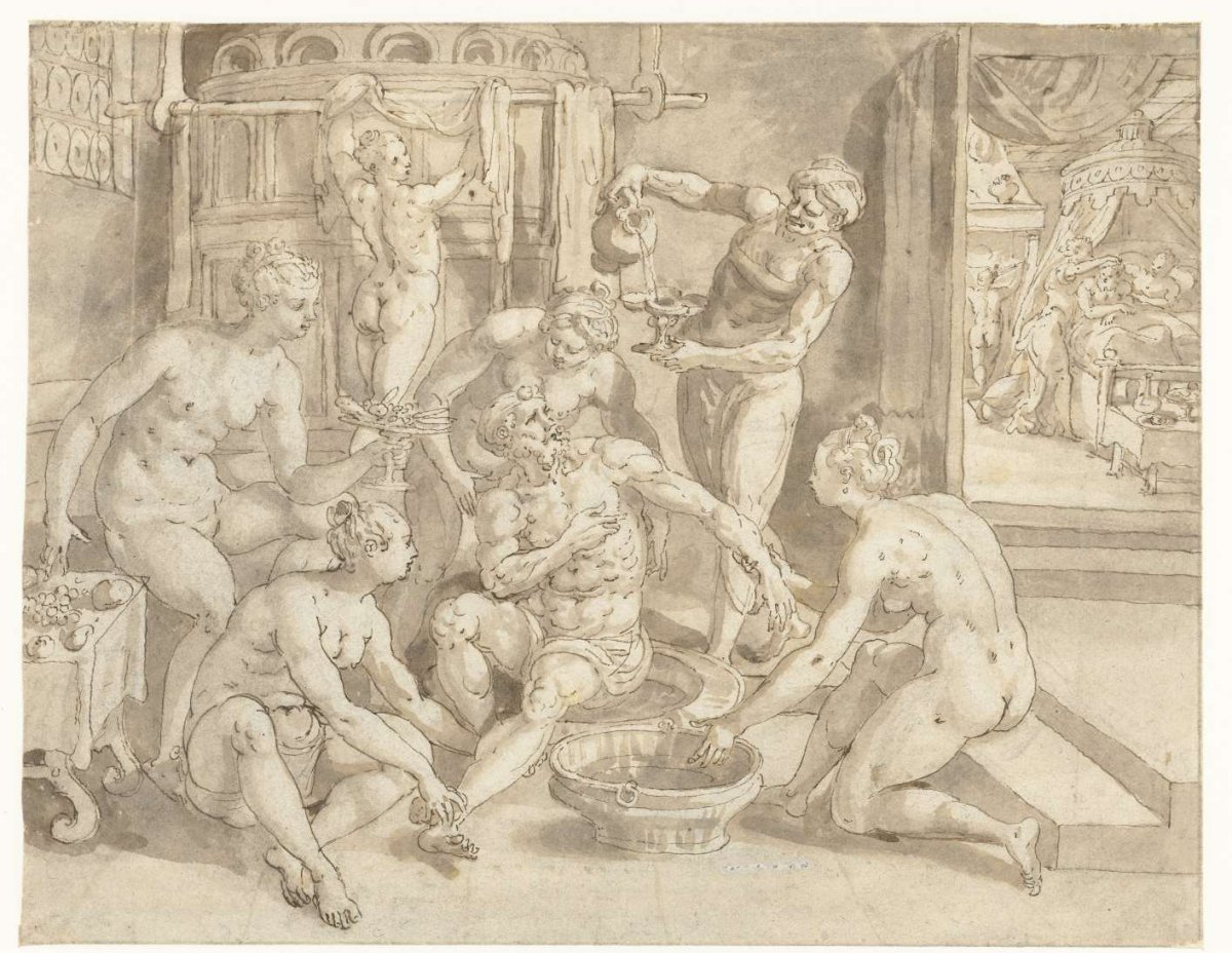 The rich man in the bath, Maerten de Vos, 1542 - 1603