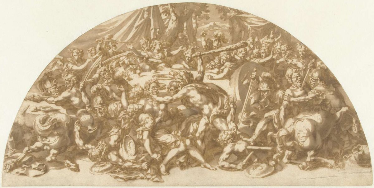 Battle of the Centaurs and Lapiths at the wedding of Pirithoüs and Hippodamea, Jan de Bisschop, 1648 - 1671