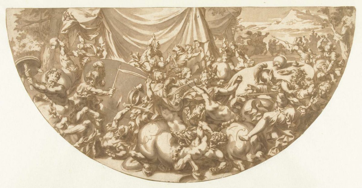 Battle between the Centaurs and Lapiths at the wedding of Perithoüs and Hippodamea, Jan de Bisschop, 1638 - 1671