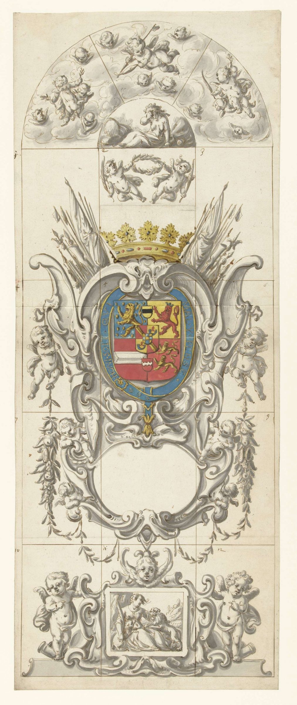 Design for stained glass window 8 donated by Prince William Henry at age seventeen, Pieter Jansz, 1665 - 1667