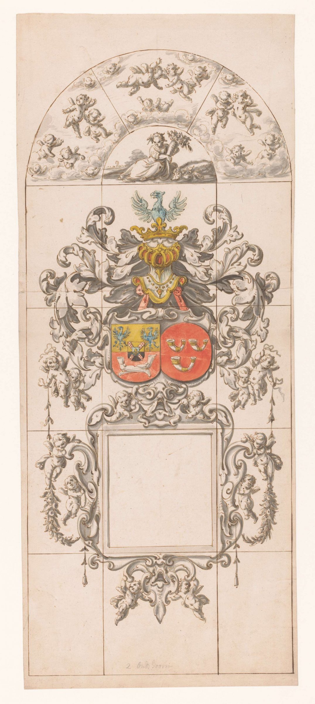 Design for stained glass window seven in church at Oudshoorn, Pieter Jansz, 1663 - 1667