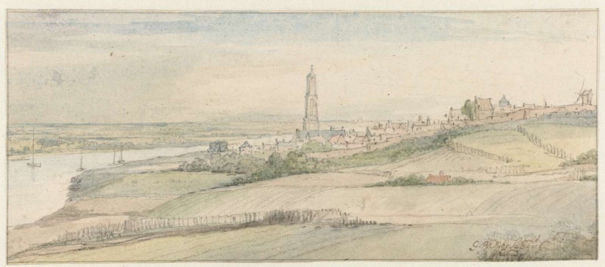 View of Rhenen and the Rhine from the East, Gerbrand van den Eeckhout, 1663