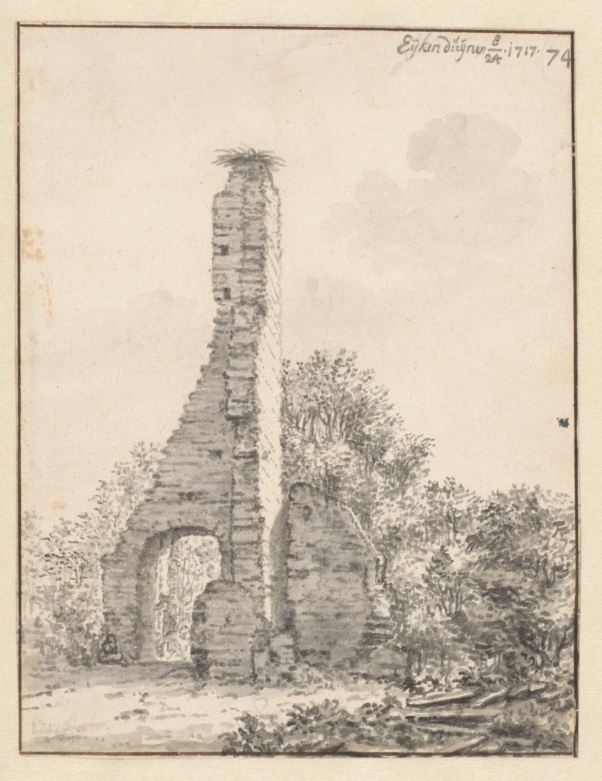 The Ruin of the Church of Eik en Duinen near The Hague, Valentijn Klotz, 1717