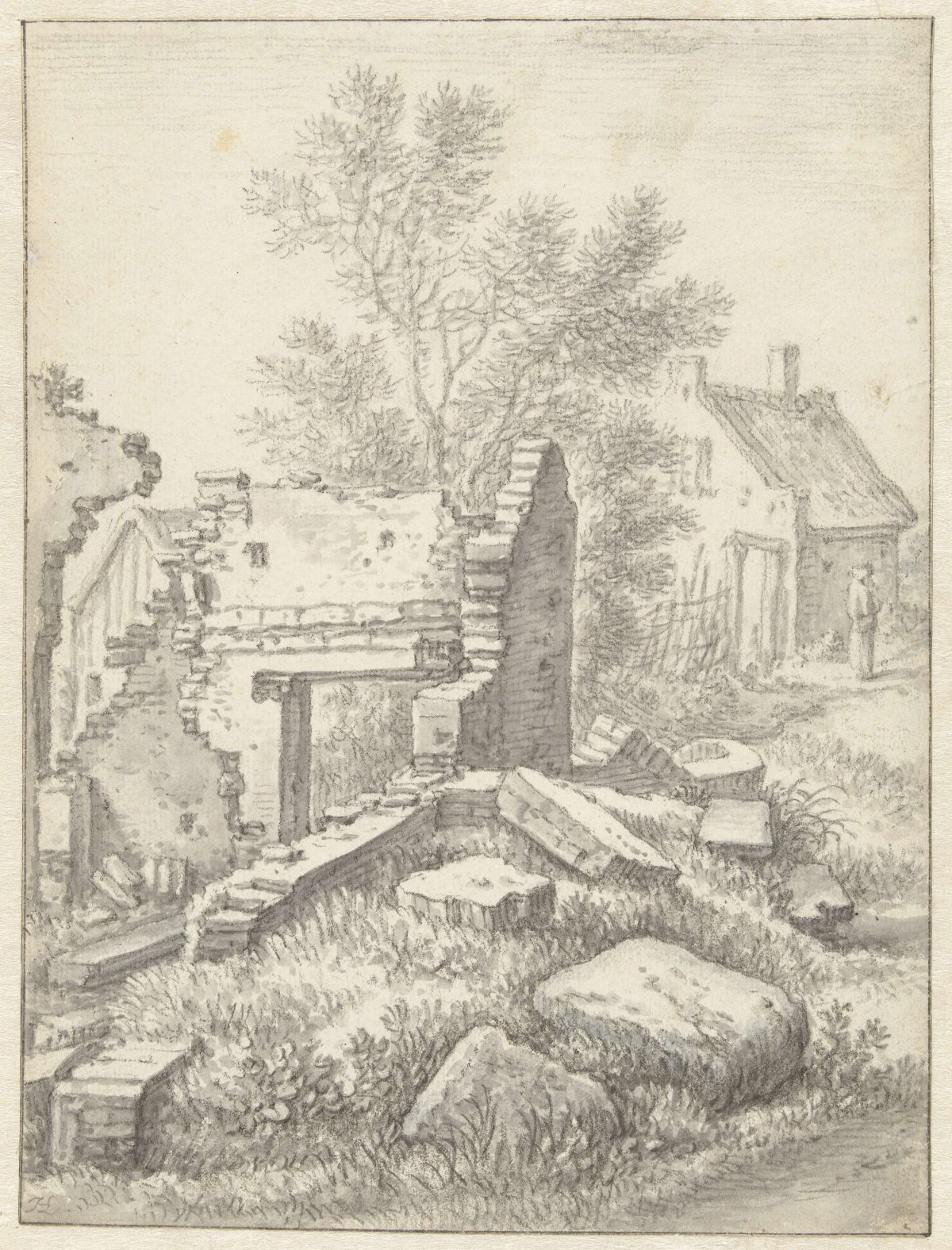 Ruins of a house in Utrecht, Herman Saftleven, 1674