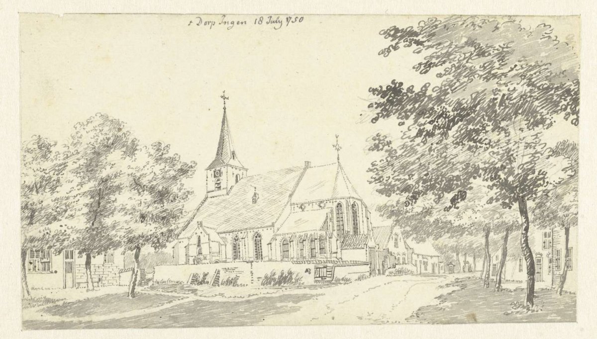 The church of the village of Ingen, Jan de Beijer, 1750