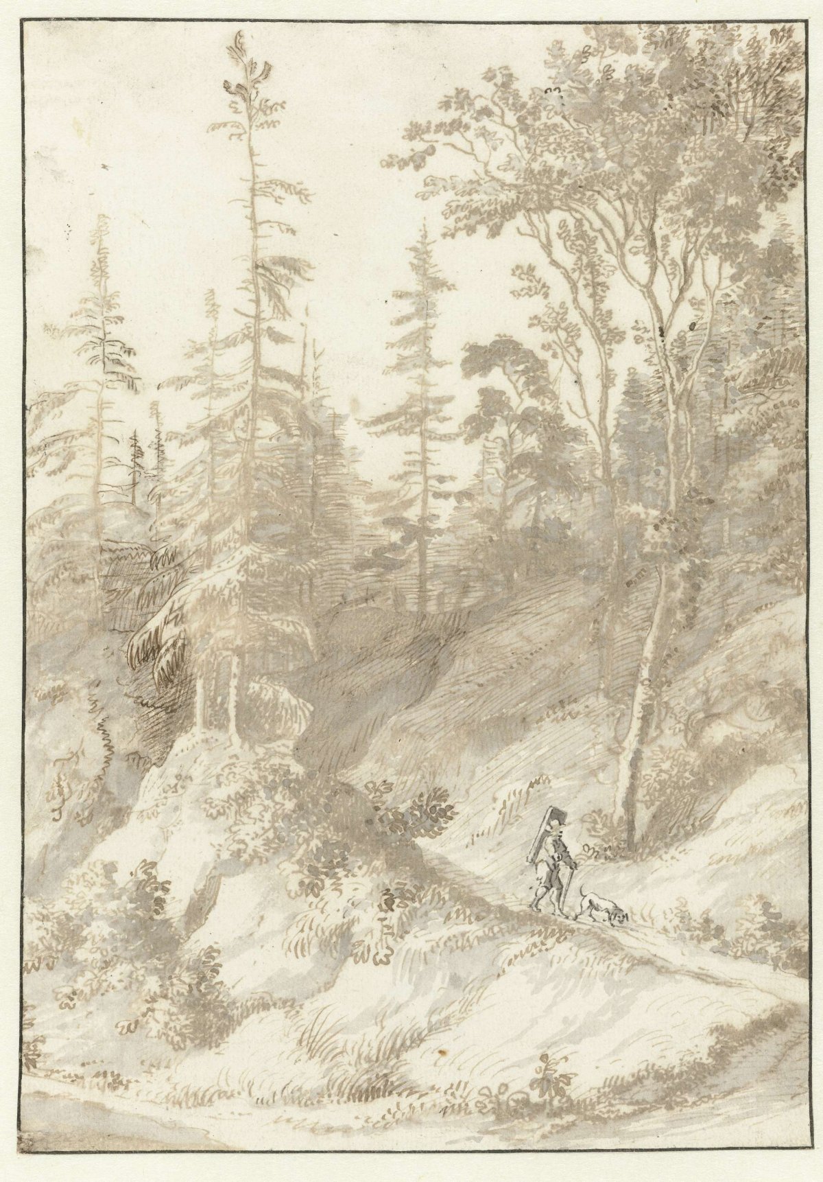 Forest landscape with a traveler, Allaert van Everdingen, 1631 - 1675