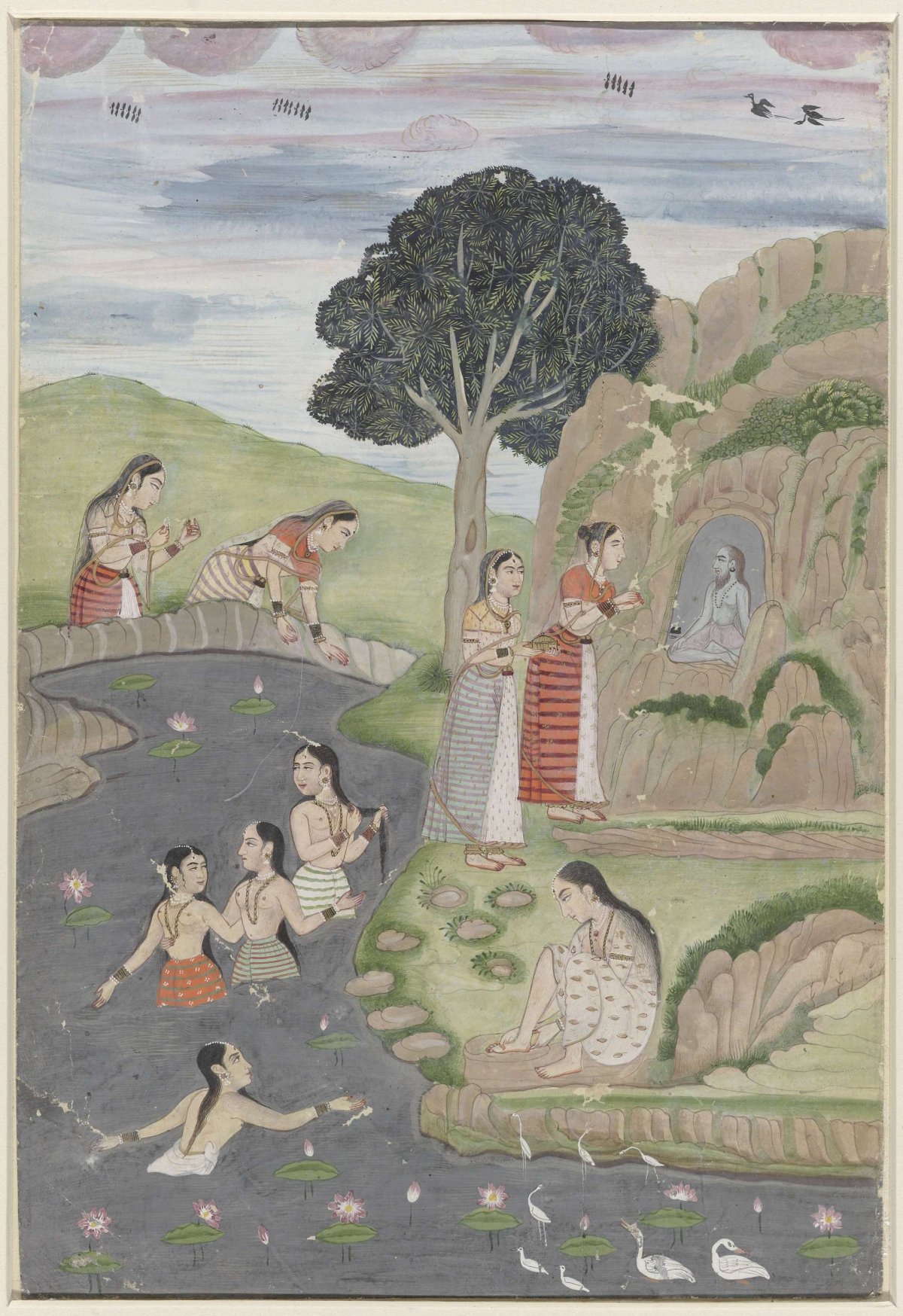 Badende hindoestaanse vrouwen, anonymous, c. 1680 - c. 1699