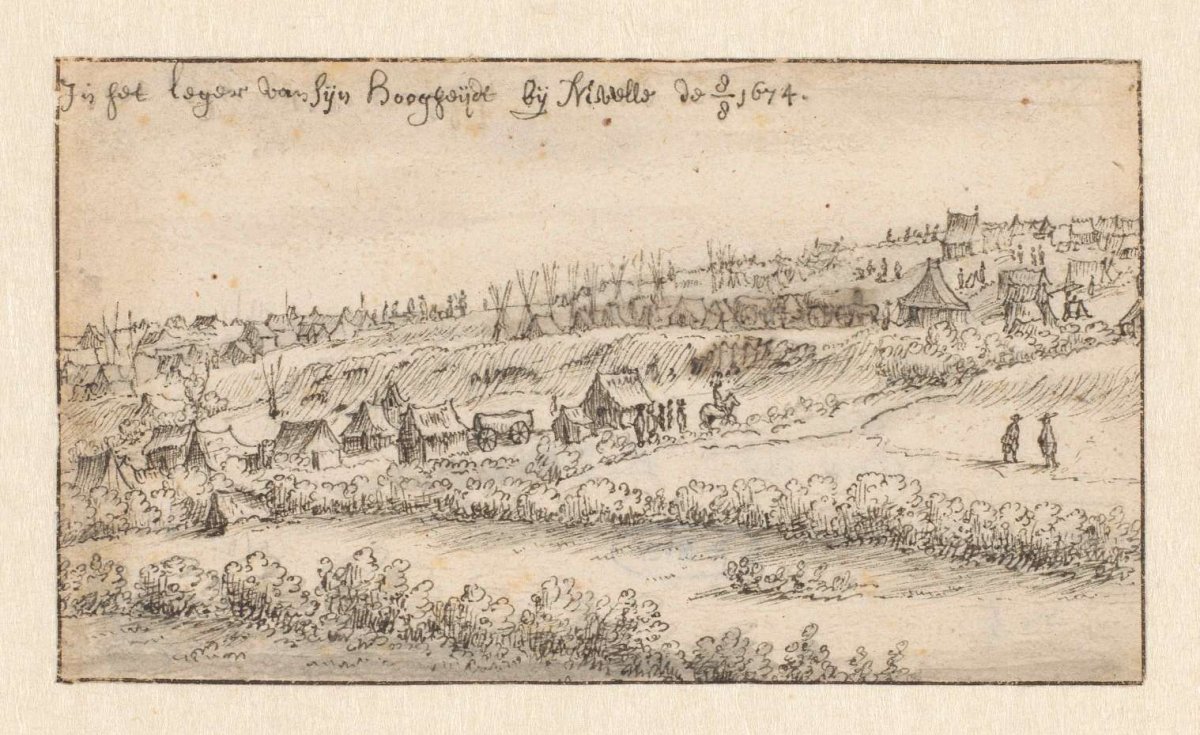 View of the Army Encampment near Nivelles, Walloon Brabant, Barend Klotz, 1674