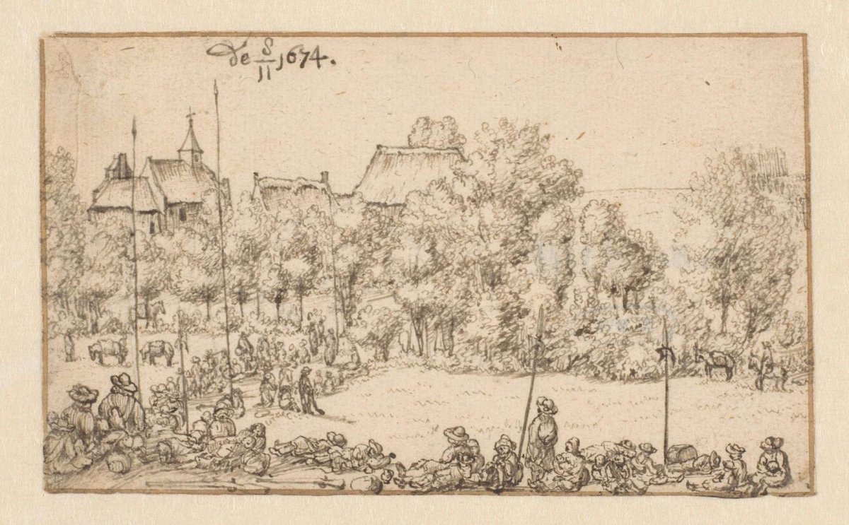 The Army of Willem III Resting in a Landscape, Barend Klotz, 1674