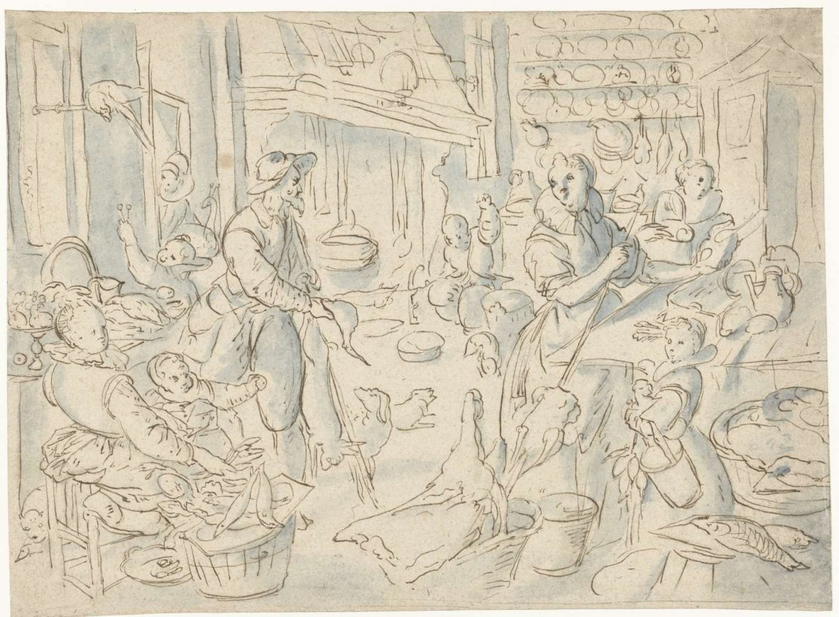 Keukenscène, anonymous, 1700 - 1799