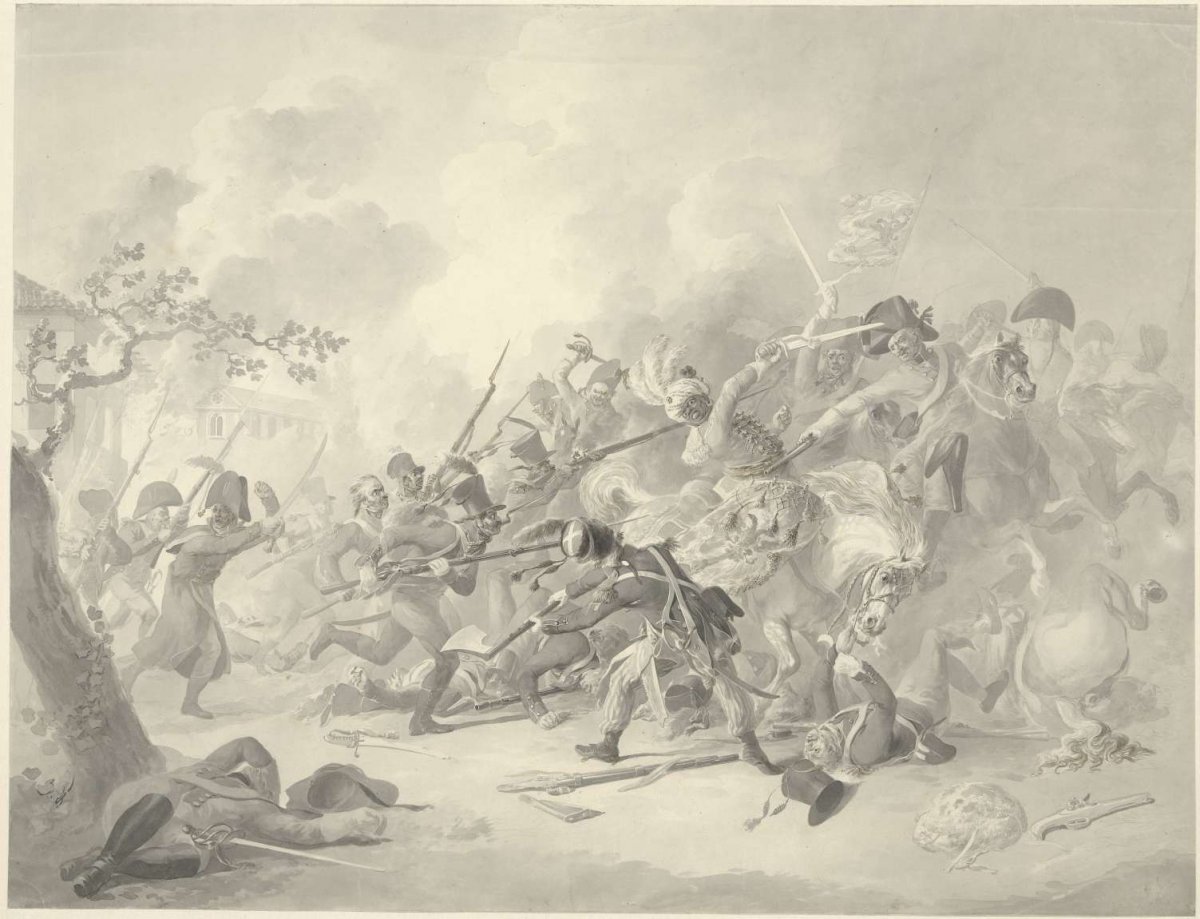 Fighting at a village, Dirk Langendijk, 1805