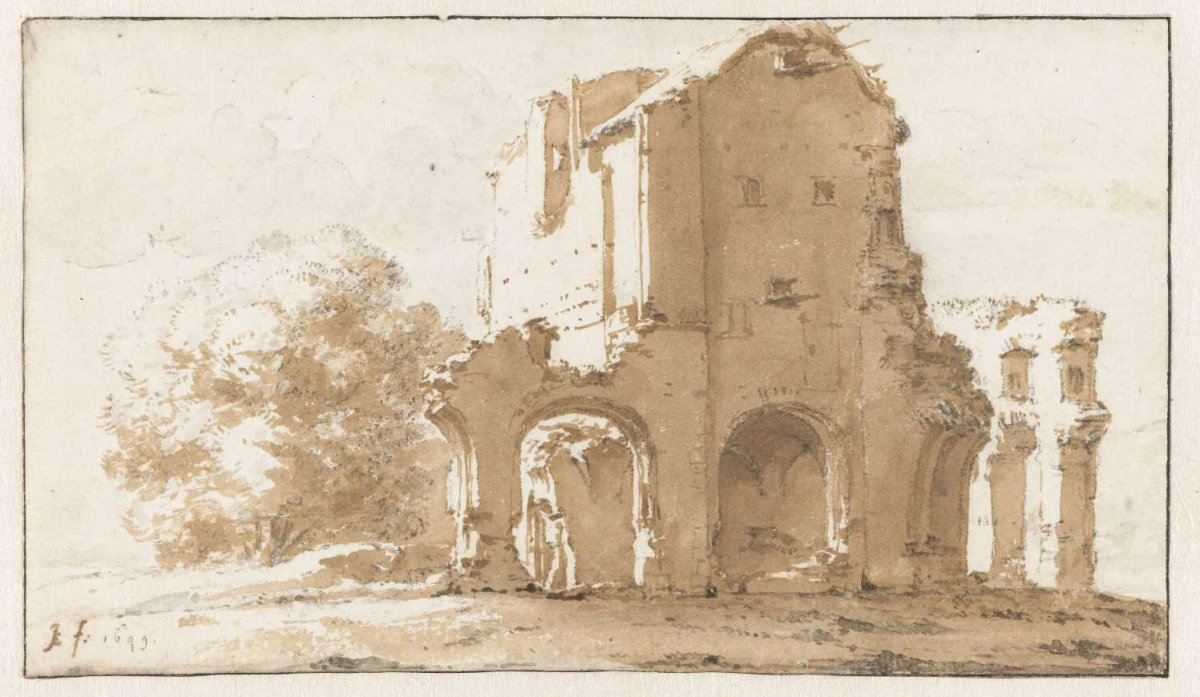 Ruin of the abbey of Rijnsburg, Jan de Bisschop, 1649